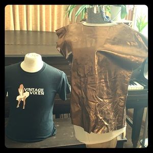 Vintage 80s gold leather shirt